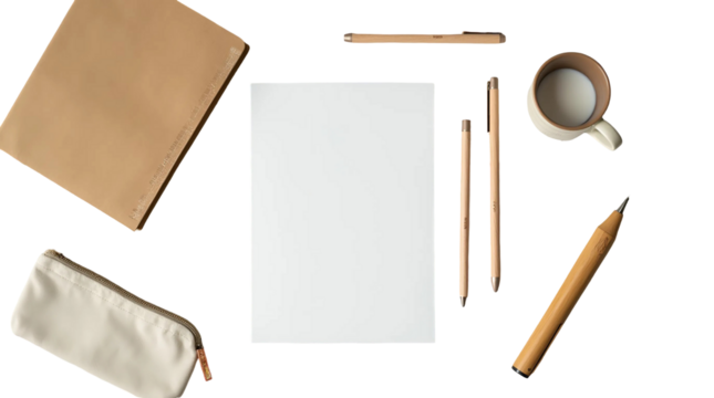 Isolated School Supplies Set in Scandinavian Style on Transparent Background