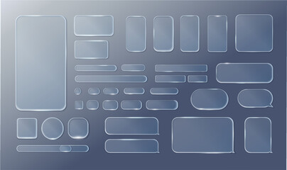 Vector transparent glass design elements.