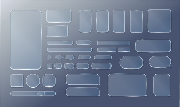 Vector transparent glass design elements.