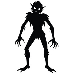 Fototapeta premium Silhouette of a terrifying monster with sharp claws and spiky details ready for halloween season