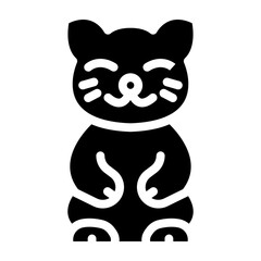 Lucky Cat Vector Glyph Icon Design