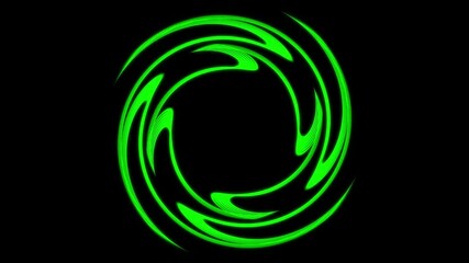Green swirling energy ring, Abstract futuristic vortex animation on black background - Powered by Adobe