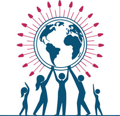People are standing in a circle on globe population day illustration design