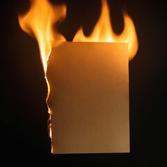 Burning paper mockup against black backdrop