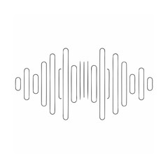 Minimalist black and white sound wave illustration for music audio recording and design