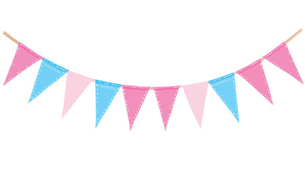 Blue and Pink Bunting Flags Vector Isolated