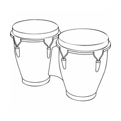 Outlined illustration of two conga drums ready to play music with a white background