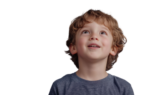 Wow look, advertise here! Portrait of boy with to empty place on background, Elementary school child surprised showing copy space for promotional ad. indoor studio shot PNG