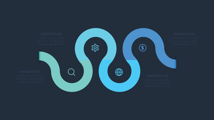 Creative concept for infographic with 4 steps, template for web on a black background.
