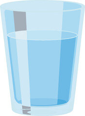 Glass of Water Illustration with Blue and Transparent Colors Vector Design 