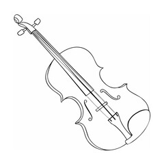 Obraz premium Elegant black and white outline drawing of a classical musical cello on a plain background