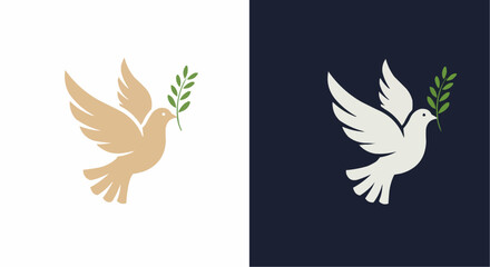 Obraz premium A black flying eagle or dove silhouette with extended wings symbolizes freedom and peace