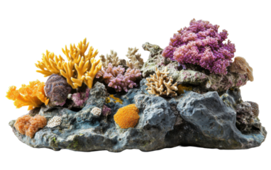 Colorful coral reef with a variety of sea creatures