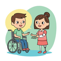 Joyful Disabled Friends Illustration