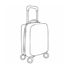 Clean line drawing of a rolling suitcase ready for travel and vacation exploration