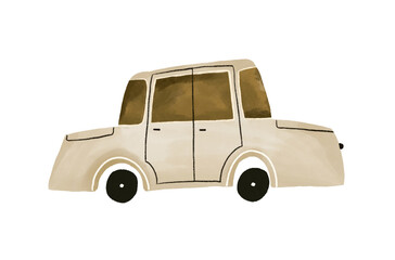 Cartoon watercolor car illustration