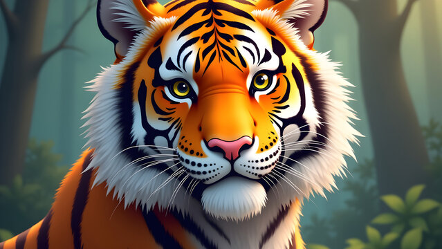 Majestic Tiger Portrait for Wildlife Conservation and Nature Education