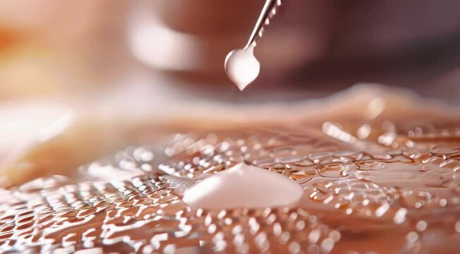 scientists examining tilapia scales under microscope, advanced tissue engineering, medical research, natural biopolymer, close-up on lab tools and fish texture	
