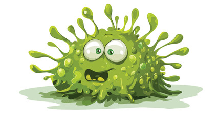 Fototapeta premium Colorful Green Virus Cartoon Vector Illustration for Medical Designs
