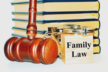 Judge's gavel , books, handcuffs and the word 
