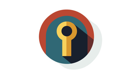 Modern Keyhole Icon Flat Design with Long Shadow Vector for Graphic Design Projects