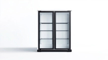 Commercial freezer mockup with white side Clipping path included. isolated on white background. 3D Illustration.