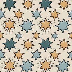 Fototapeta premium Vibrant scattered stars illustration in pop art style, great for party backgrounds and creative designs