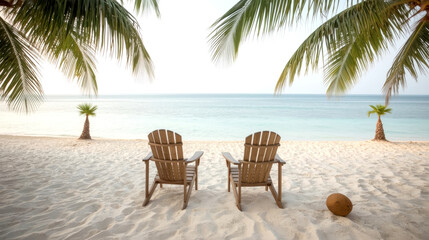 Chairs on tropical beach