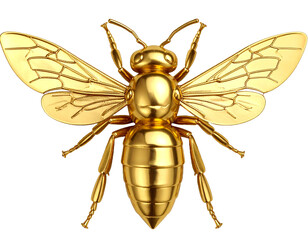 Golden Honey Bee 3D Render