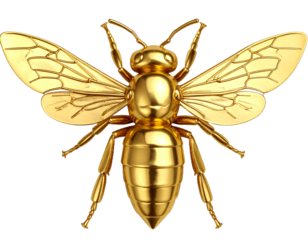 Golden Honey Bee 3D Render