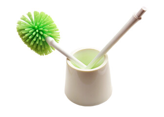 Plastic toilet brush holder isolated on white background