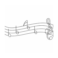 Elegant handwritten musical notes on a curved staff representing melody and harmony