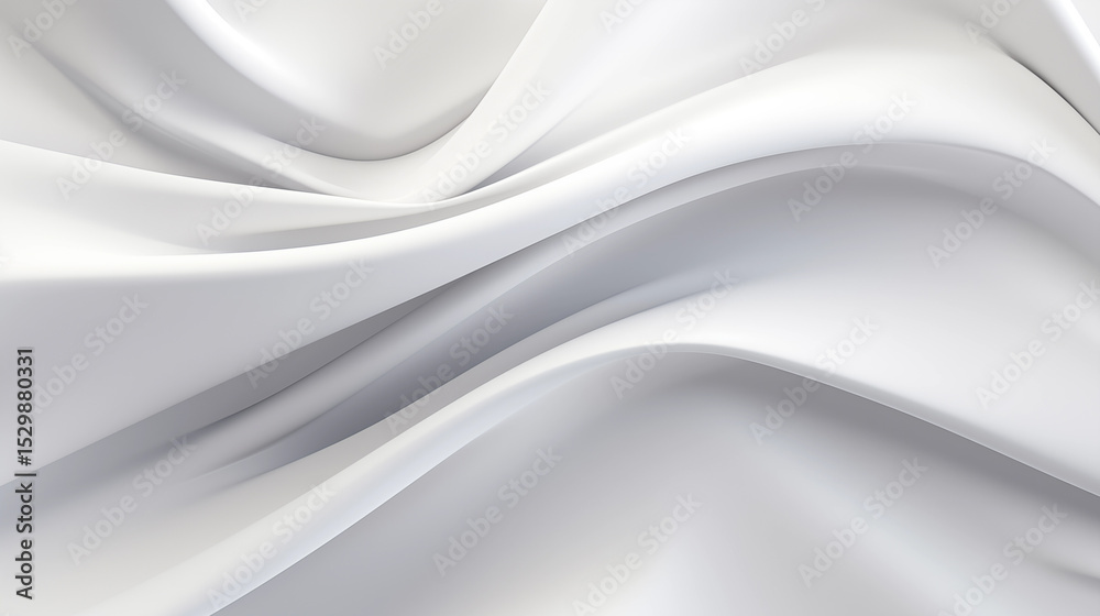 Fototapete A smooth, shimmering abstract background with soft white and gray wavy lines creating an elegant flow.