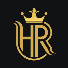 Golden Monogram HR Logo with Crown Icon