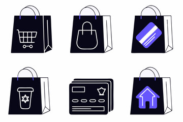 Business Concept illustrations. Collection of shoping icon Trendy style.