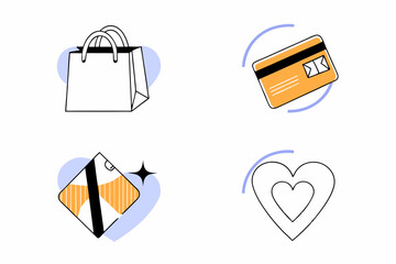 Business Concept illustrations. Collection of shoping icon Trendy style.
