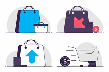 Business Concept illustrations. Collection of shoping icon Trendy style.