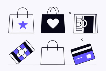 Business Concept illustrations. Collection of shoping icon Trendy style.