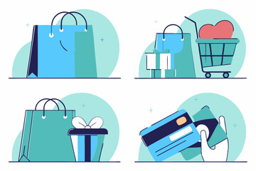 Business Concept illustrations. Collection of shoping icon Trendy style.