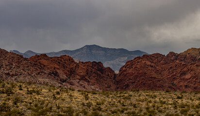 Fototapeta premium Cloudy day at Red Rock Canyon in Las Vegas