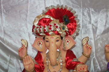 Lord Ganesha idols made from eco-friendly clay with decoration