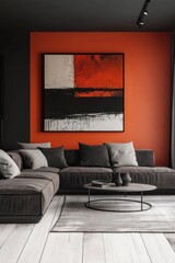 Modern living room with bold color