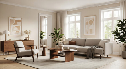 modern living room with fireplace