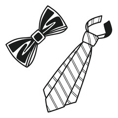 Black and White Bow Tie and Tie Illustration