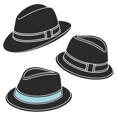 Three Different Styles of Classic Fedora Hats