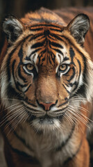 Obraz premium tiger, tier, katze, wild lebende tiere, wild, säugetier, felino, natur, tierpark, raubtier, band, fleischfresser, kopf, big, sibirische katze, fell, bengal, gestreift, gesicht, dangerous, portrait, au