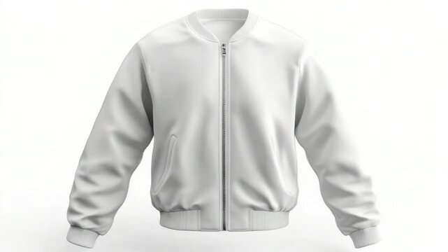 A close-up shot of a white jacket on a white background