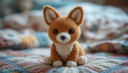 Cute corgi plush toy adorable stuffed animal dog puppy crochet handmade gift idea for kids and dog lovers