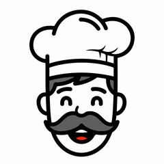 Chef Face in Outline Style Vector