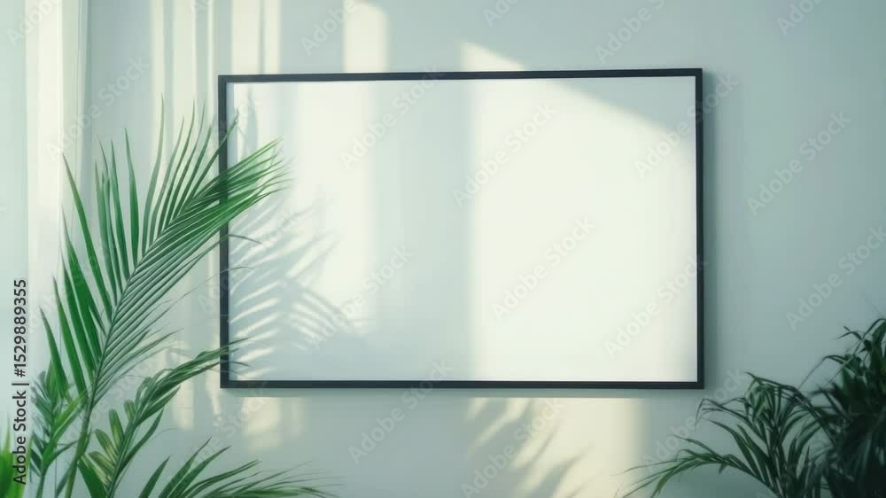 Poster a decorative frame hangs on the wall next to a small potted plant, perfect for adding a touch of gre